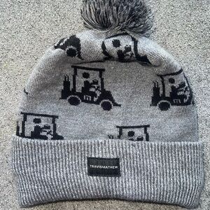 NEW *** TravisMathew Gray Beanie with Black Golf Cart Design